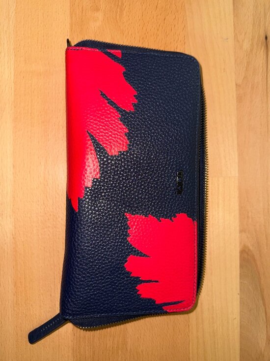 Tumi Handbags - TUMI Leather Zip Around Travel Wallet Passport Organizer Navy Red